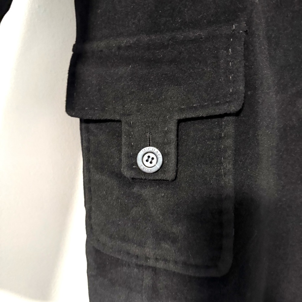 MICHAEL Michael Kors Black Wool Angora Blend Coat Real Fur Collar Women’s 10 - Picture 2 of 13